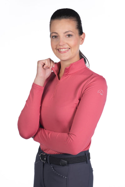 Sweat-shirt Basique Mixte HKM - Coupe Ajustée, Manches Longues - Tissu Respirant Et élastique - Col Montant Avec Fermeture éclair Courte
