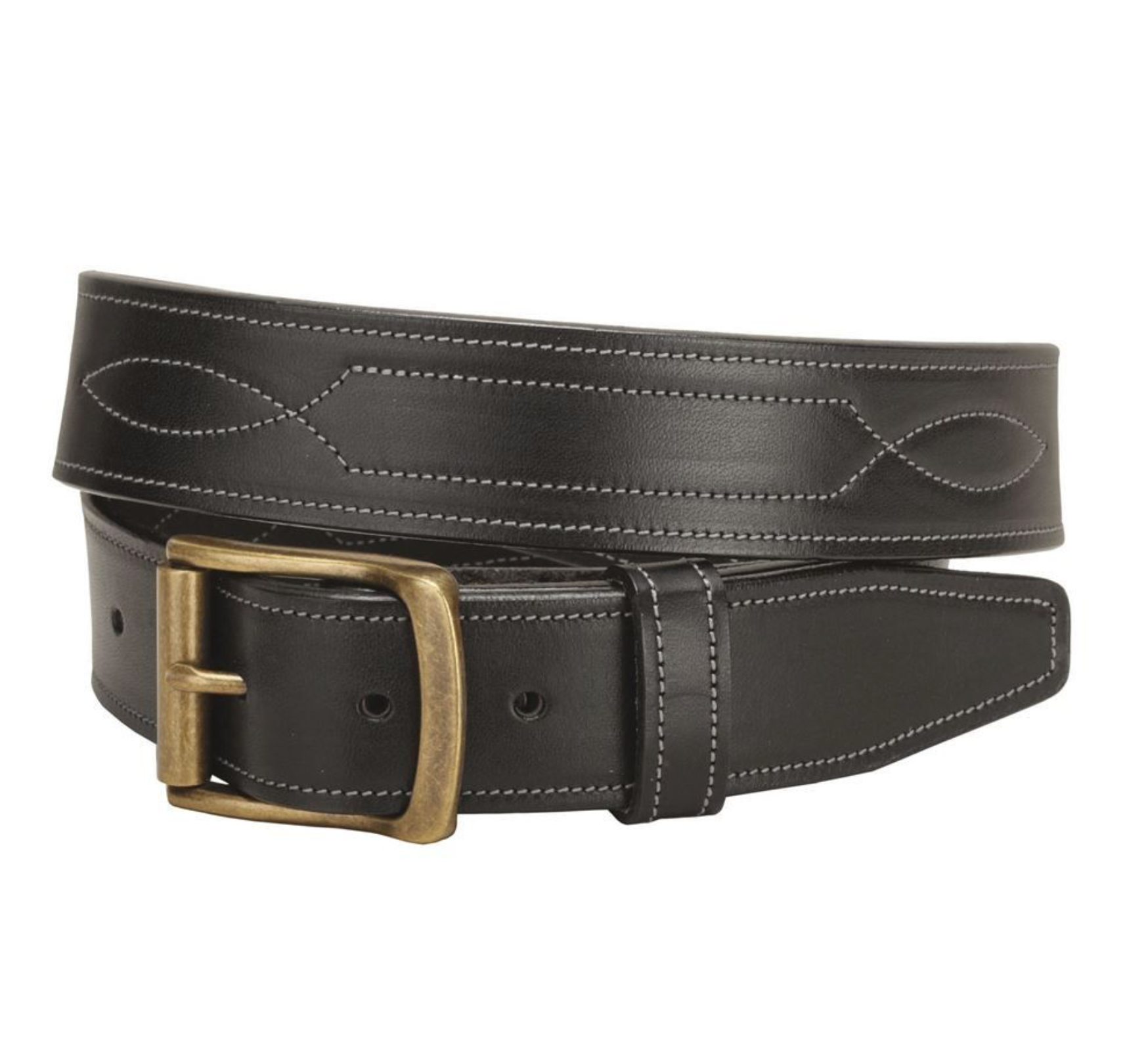 Tory Leather 1 1/2” Bridle Leather Repeated Stitch Belt