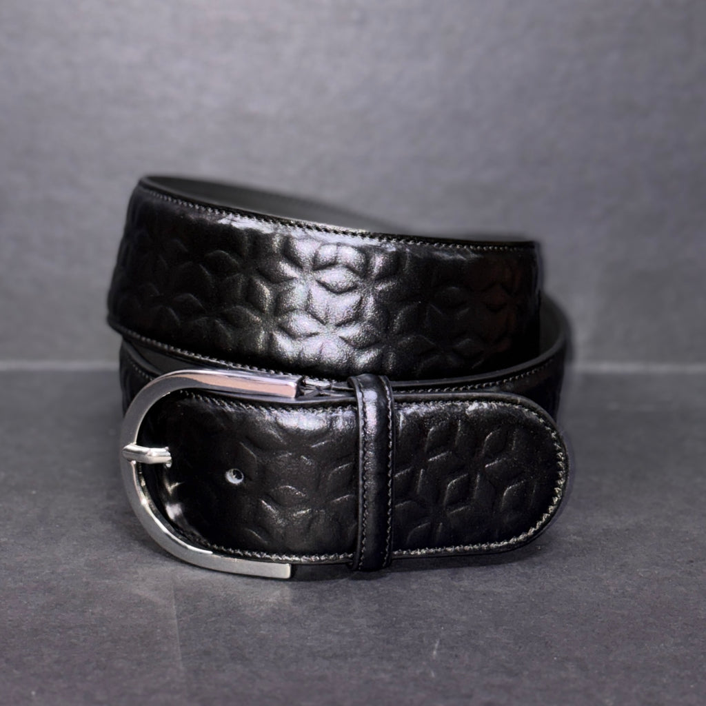 Tailored Sportsman Star Power Embossed Leather Belt
