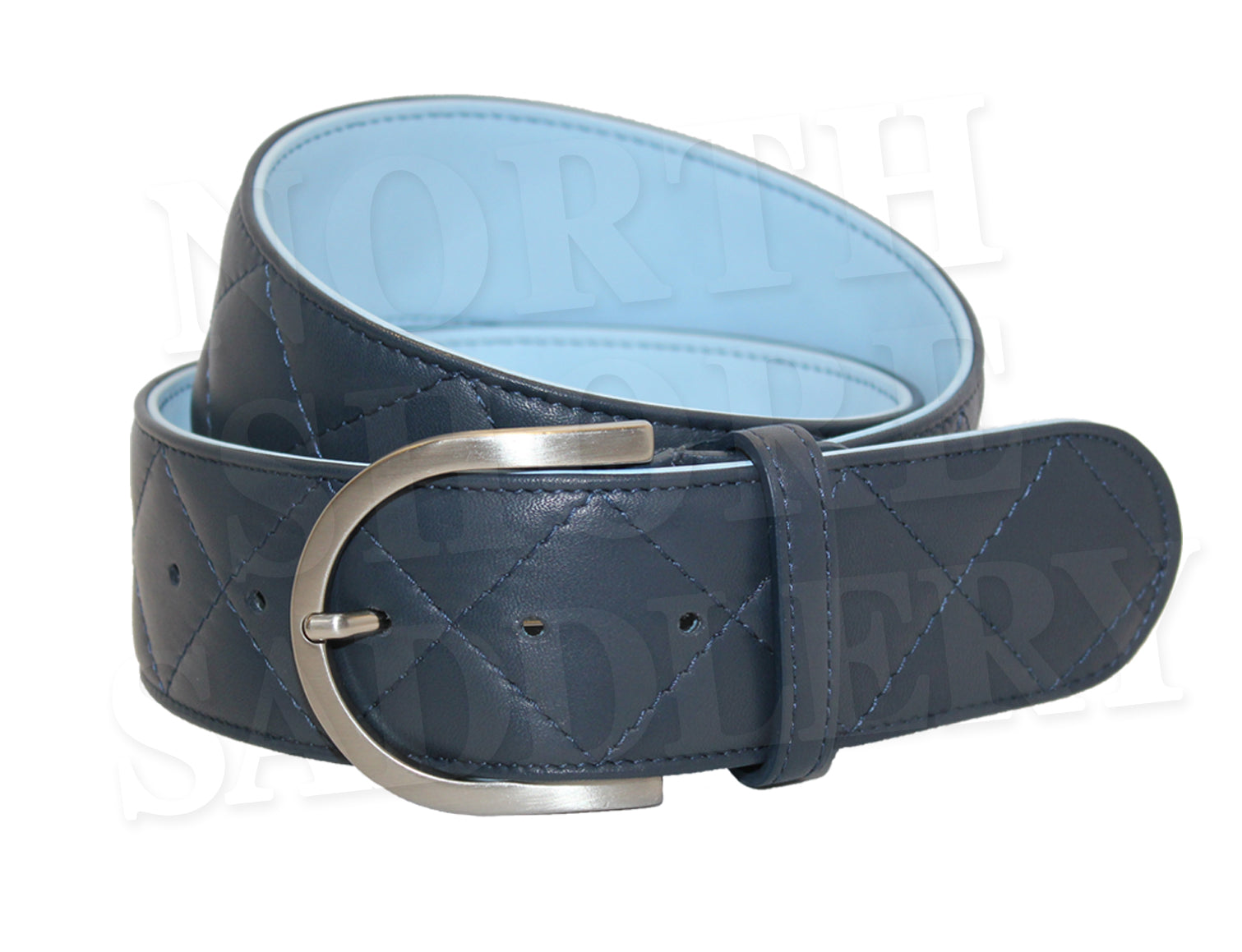 The Tailored Sportsman Sky Blue Quilted Belt Tailored Sportsman Quilted Leather C Belt | North Shore Saddlery main image 4