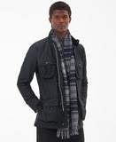 Barbour Merino Cashmere Black Slate Tartan Scarf