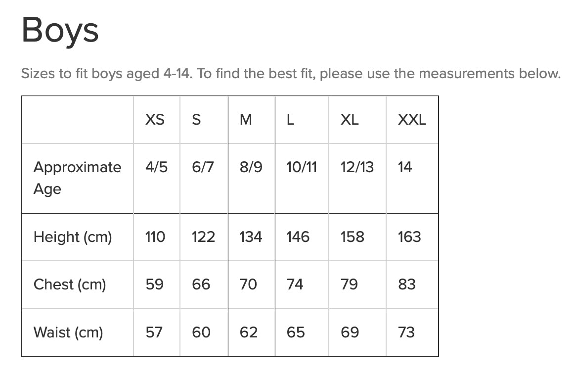 Barbour store kids sizes
