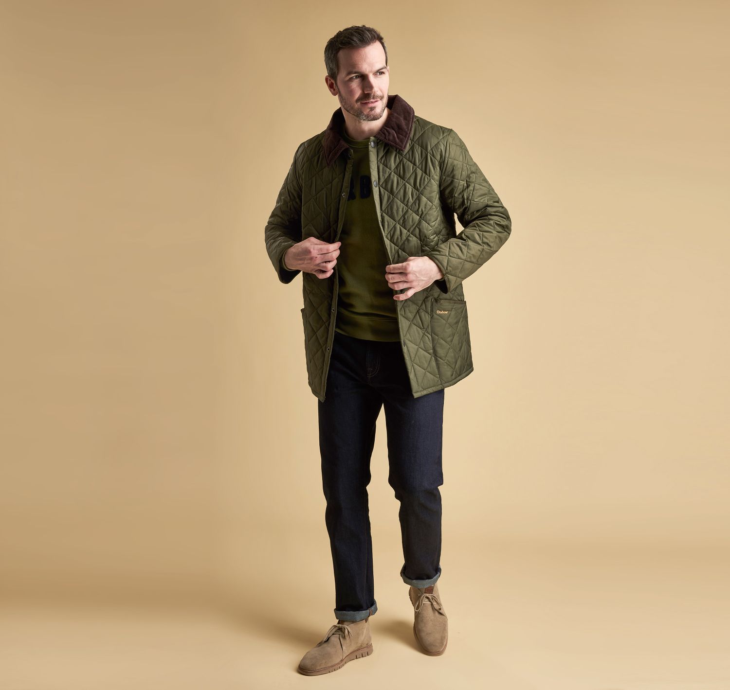 Quilted Jacket Barbour Beadnell Jacket Mens Olive Barbour Quilted