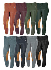 Tailored Sportsman Mid Rise Front Zip Breech with Tan Knee Patches - North Shore Saddlery