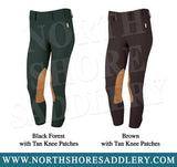 Tailored Sportsman Low Rise Side Zip Breech with Tan Knee Patches - North Shore Saddlery