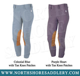 Tailored Sportsman Low Rise Side Zip Breech with Tan Knee Patches - North Shore Saddlery