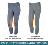 Tailored Sportsman Low Rise Side Zip Breech with Tan Knee Patches - North Shore Saddlery