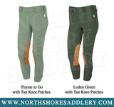 Tailored Sportsman Low Rise Side Zip Breech with Tan Knee Patches - North Shore Saddlery