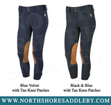 Tailored Sportsman Mid Rise Front Zip Breech with Tan Knee Patches - North Shore Saddlery