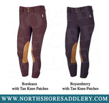 Tailored Sportsman Mid Rise Front Zip Breech with Tan Knee Patches - North Shore Saddlery