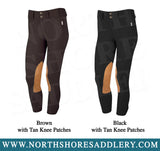 Tailored Sportsman Mid Rise Front Zip Breech with Tan Knee Patches - North Shore Saddlery