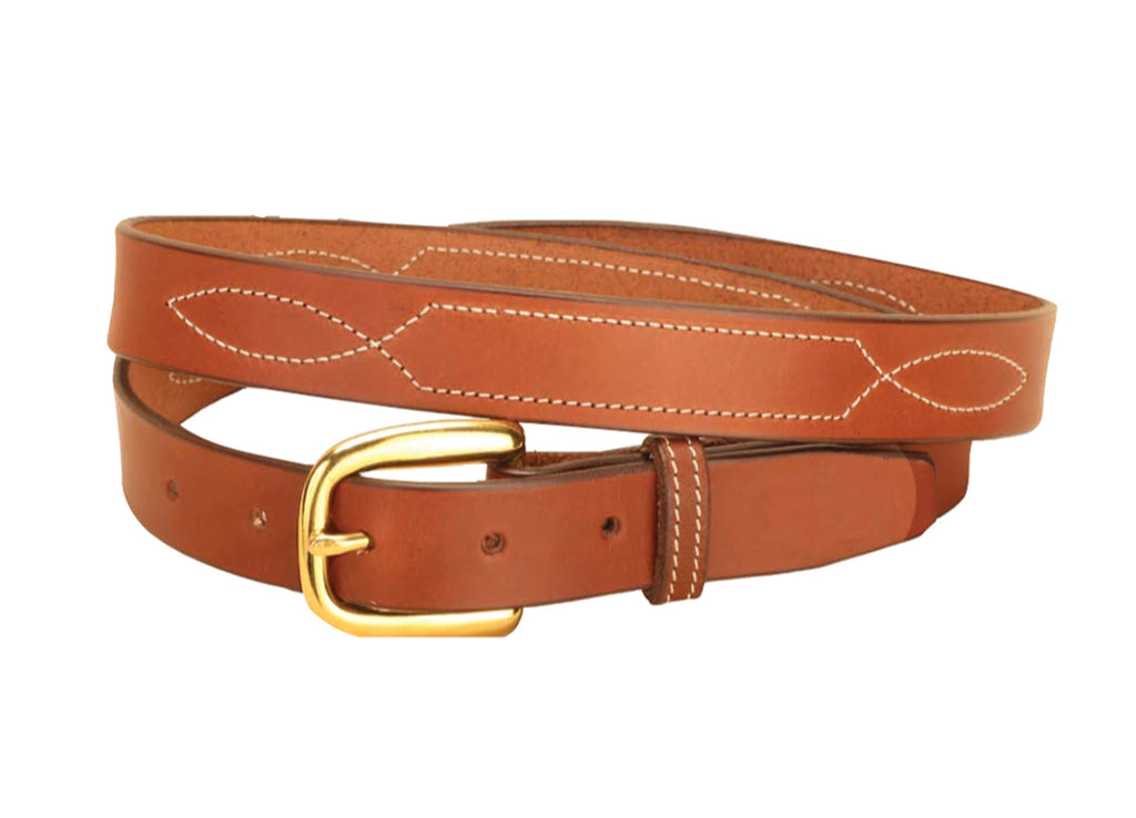 Tory Leather 1” Stitched Pattern Belt