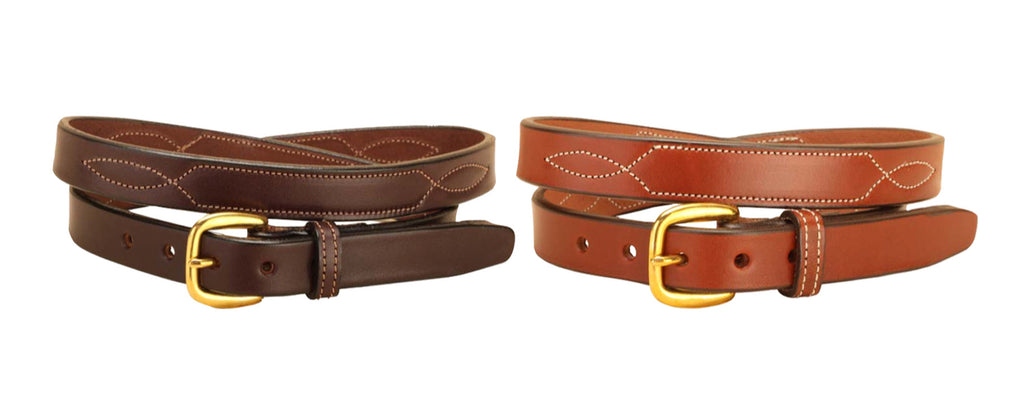 Tory Leather 3/4” Stitched Pattern Leather Belt