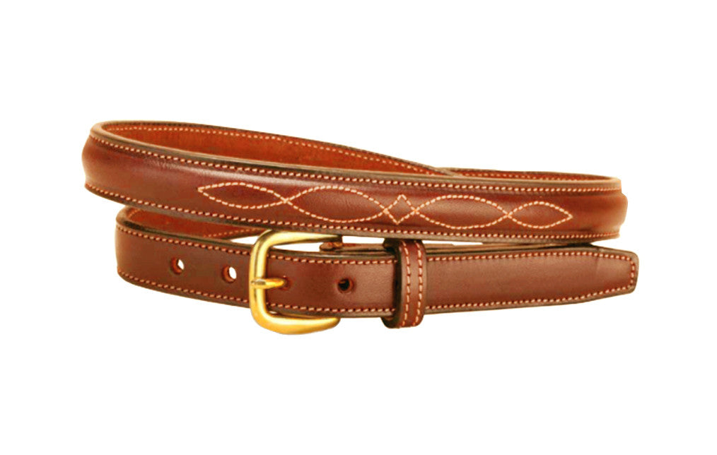 Tory Leather 3/4” Fancy Stitched Raised Belt